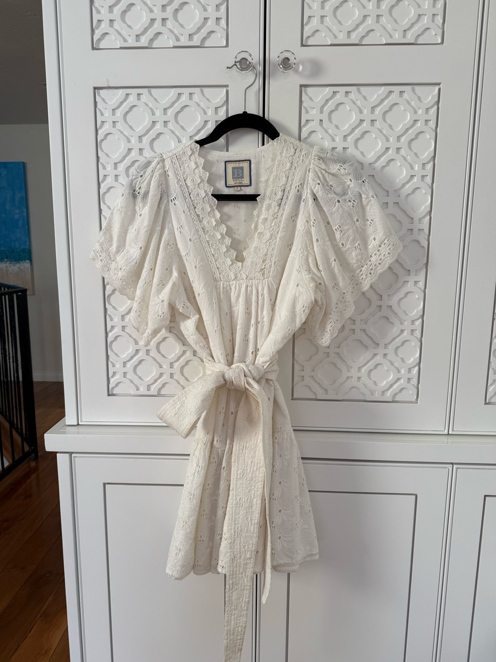 BELL Ivory Eyelet Tie-Waist Dress